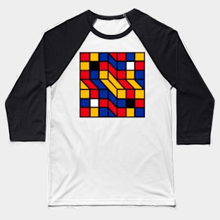 Mondrian Inspired Geometric Abstract Acrylic Painting IX Baseball T-Shirt